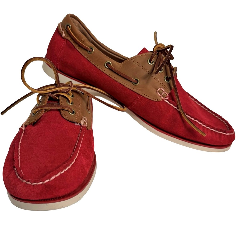 Polo Ralph Lauren Bienne Suede Leather Boat Shoes Red Brown Mens 10.5D